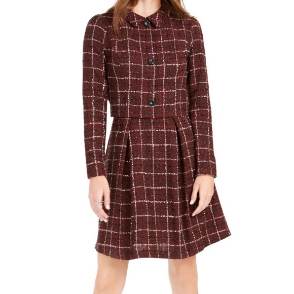 Julia Jordan Plaid Tweed Jacket Dress - Picture 1 of 7